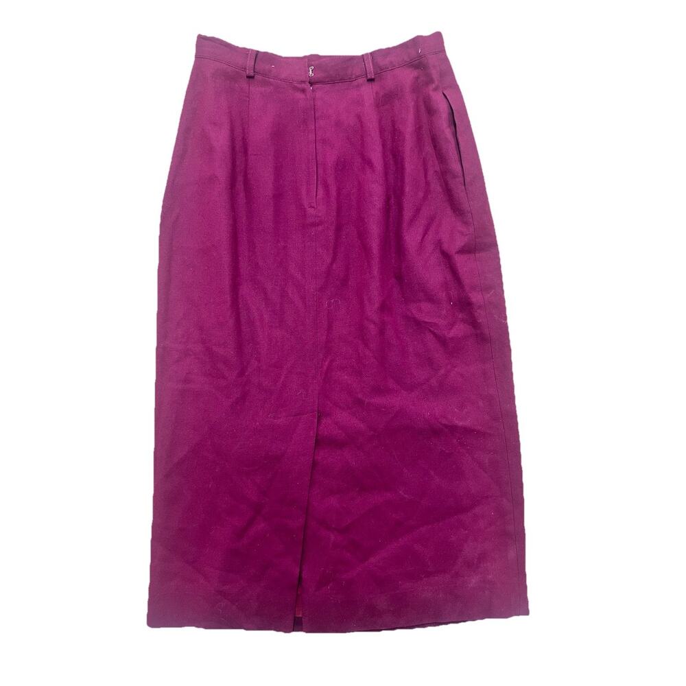 Christian Dior Burgundy Wool Pencil Skirt Size 12 Azores Vintage Classic